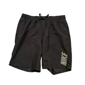 Nike Swim Shorts Mens XL Black Logo Solid Lap Volley Mesh Lined Beach Trunk